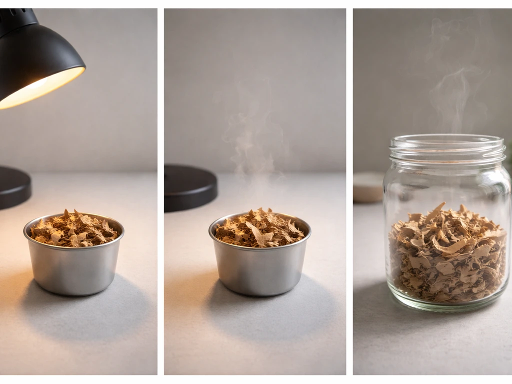 Three photo views of flammability ingredients: warmed organic fuel near heat and oxygen in a jar.